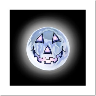 Glowing Halloween Moon Posters and Art